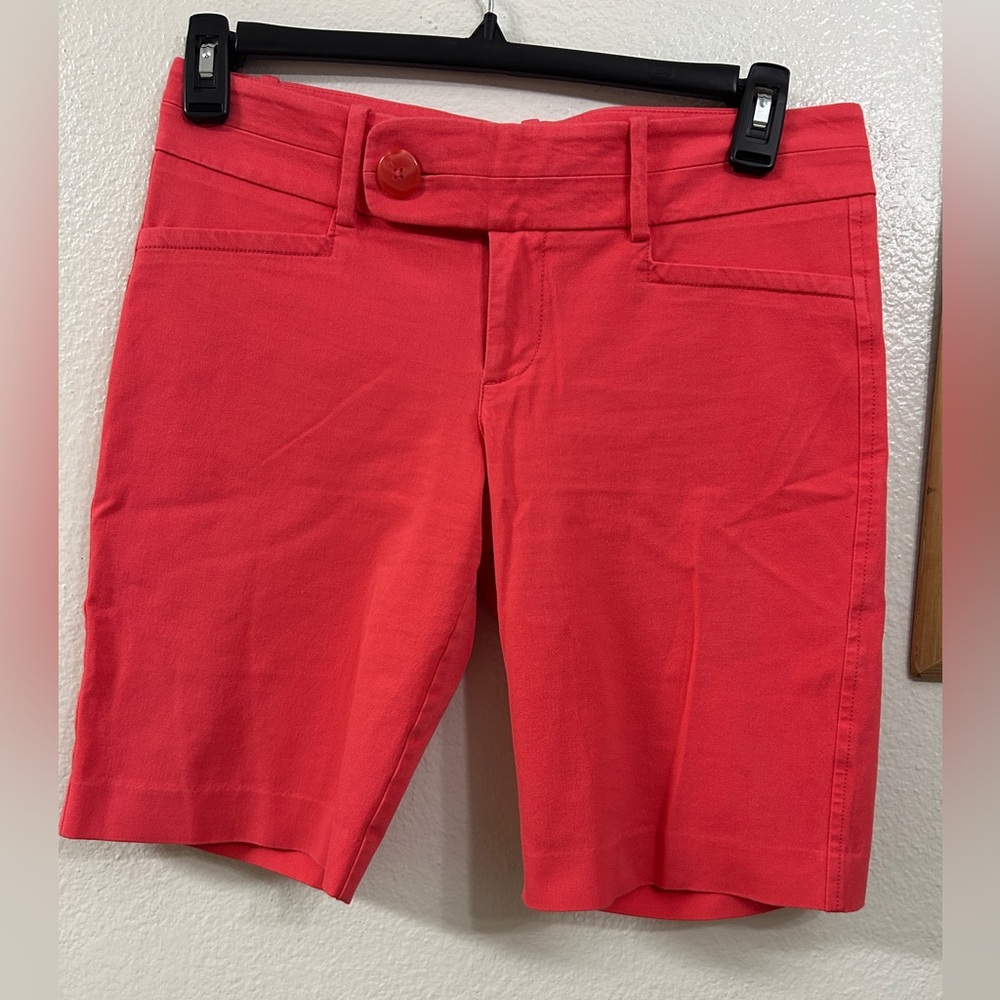 LILLY PULITZER Pink Coral Orange Stretch Cotton Bermuda Golf Shorts Women's 6.